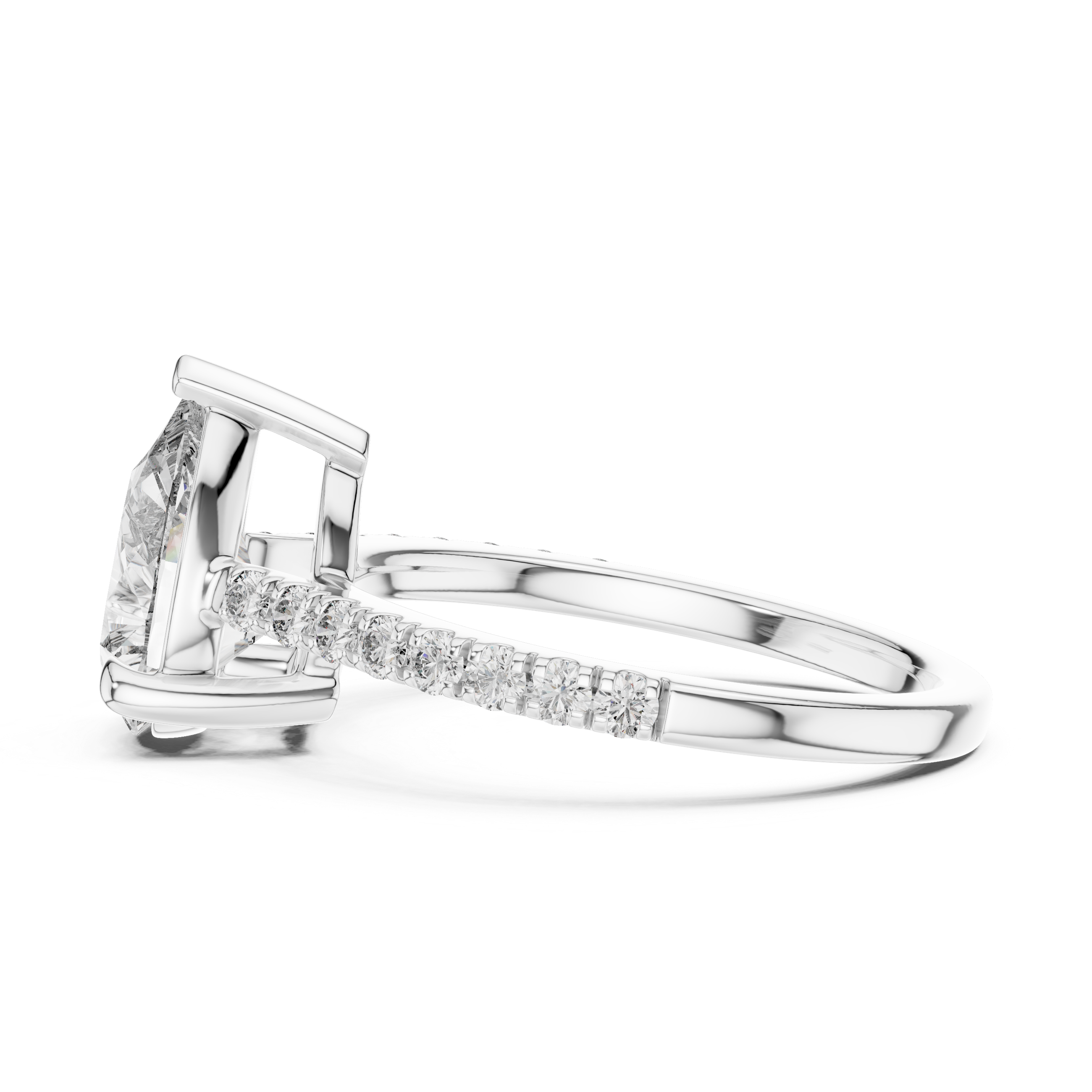 Pear Solitaire Pavé Band Ring