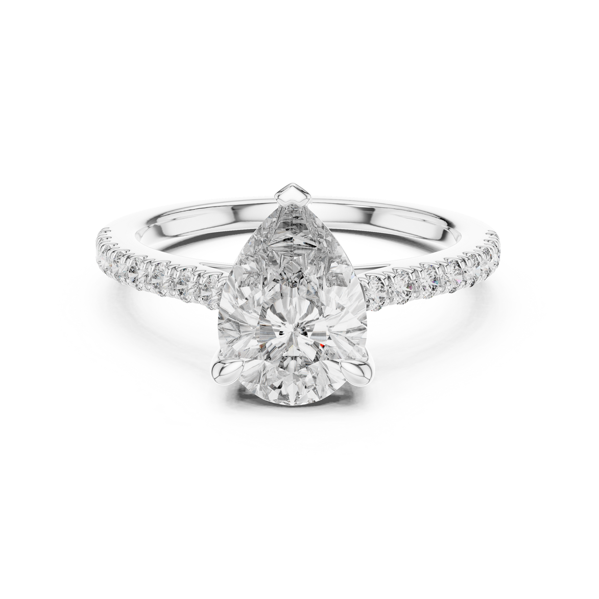 Pear Solitaire Pavé Band Ring
