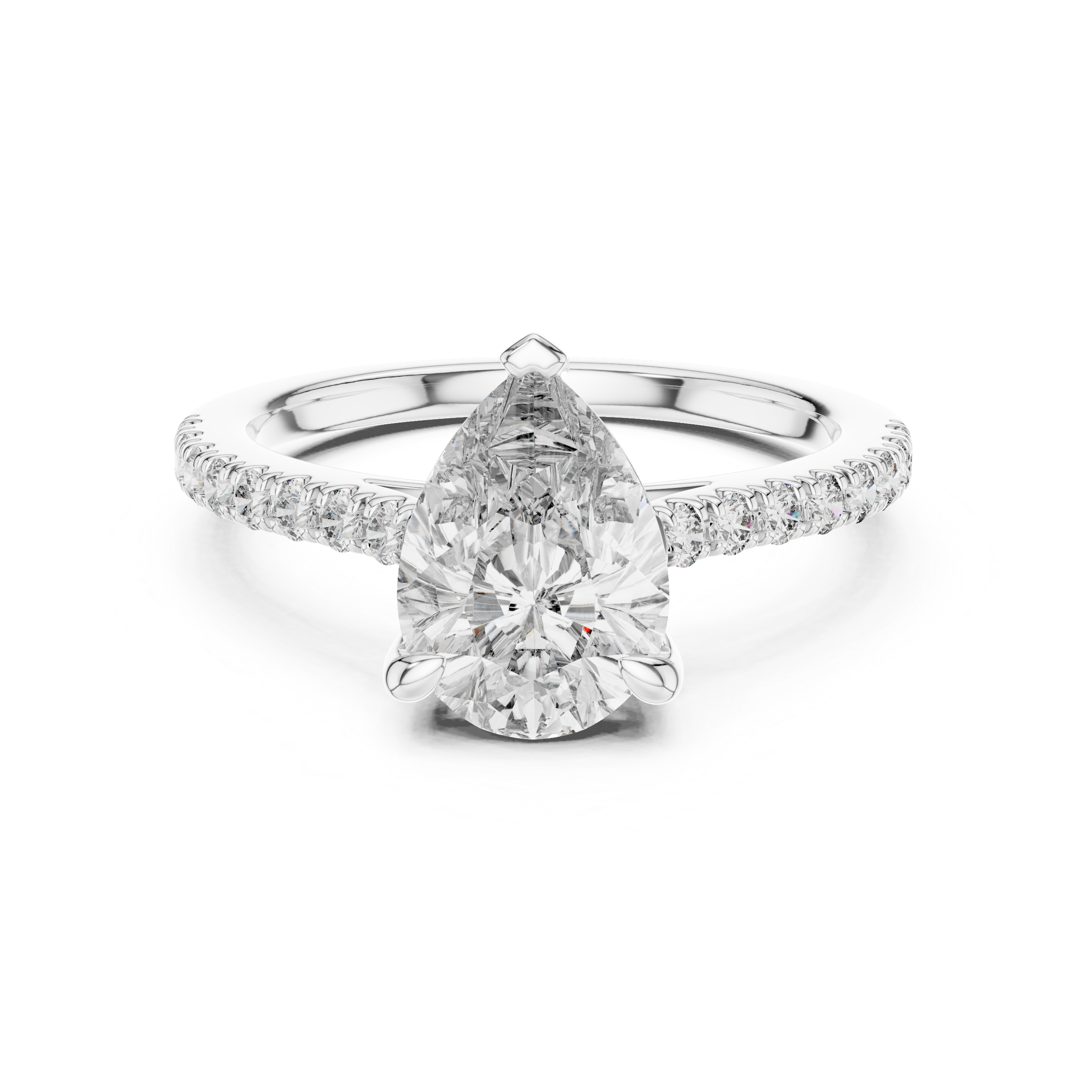 Pear Solitaire Pavé Band Ring