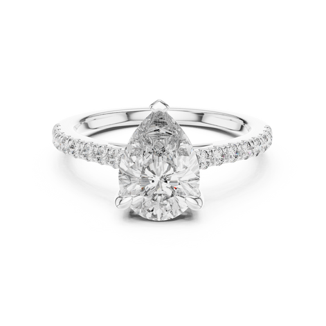 Pear Solitaire Pavé Band Ring