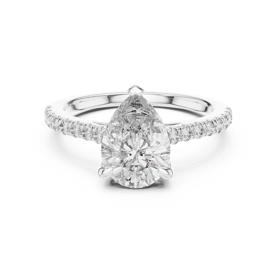 Pear Solitaire Pavé Band Ring