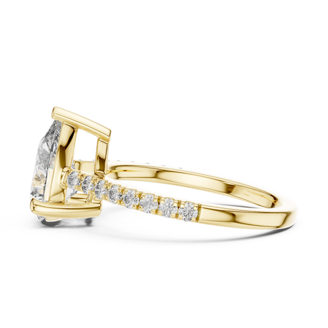 Pear Solitaire Pavé Band Ring
