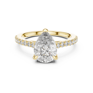 Pear Solitaire Pavé Band Ring