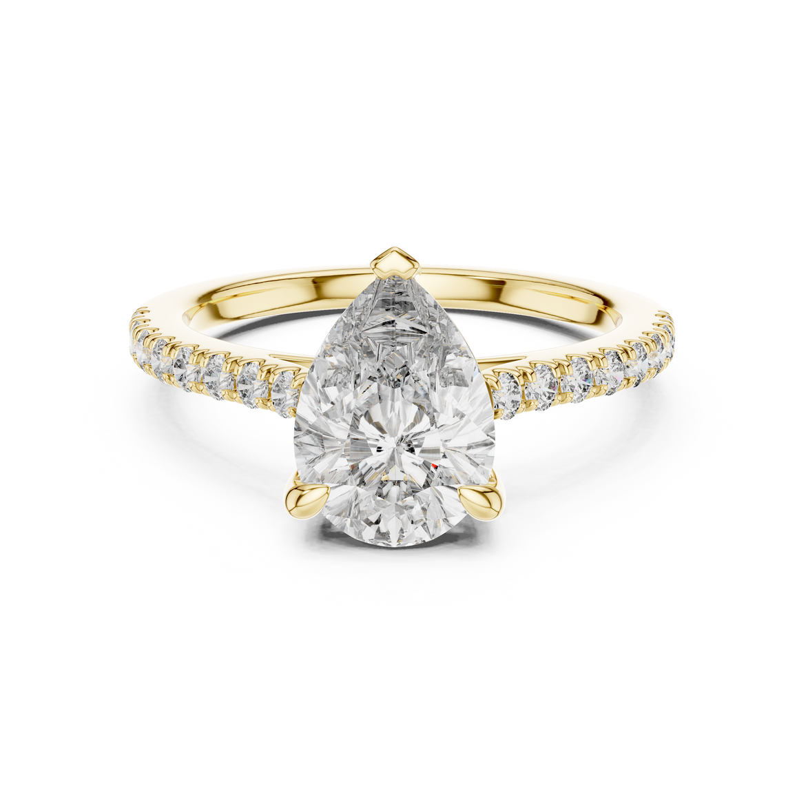 Pear Solitaire Pavé Band Ring