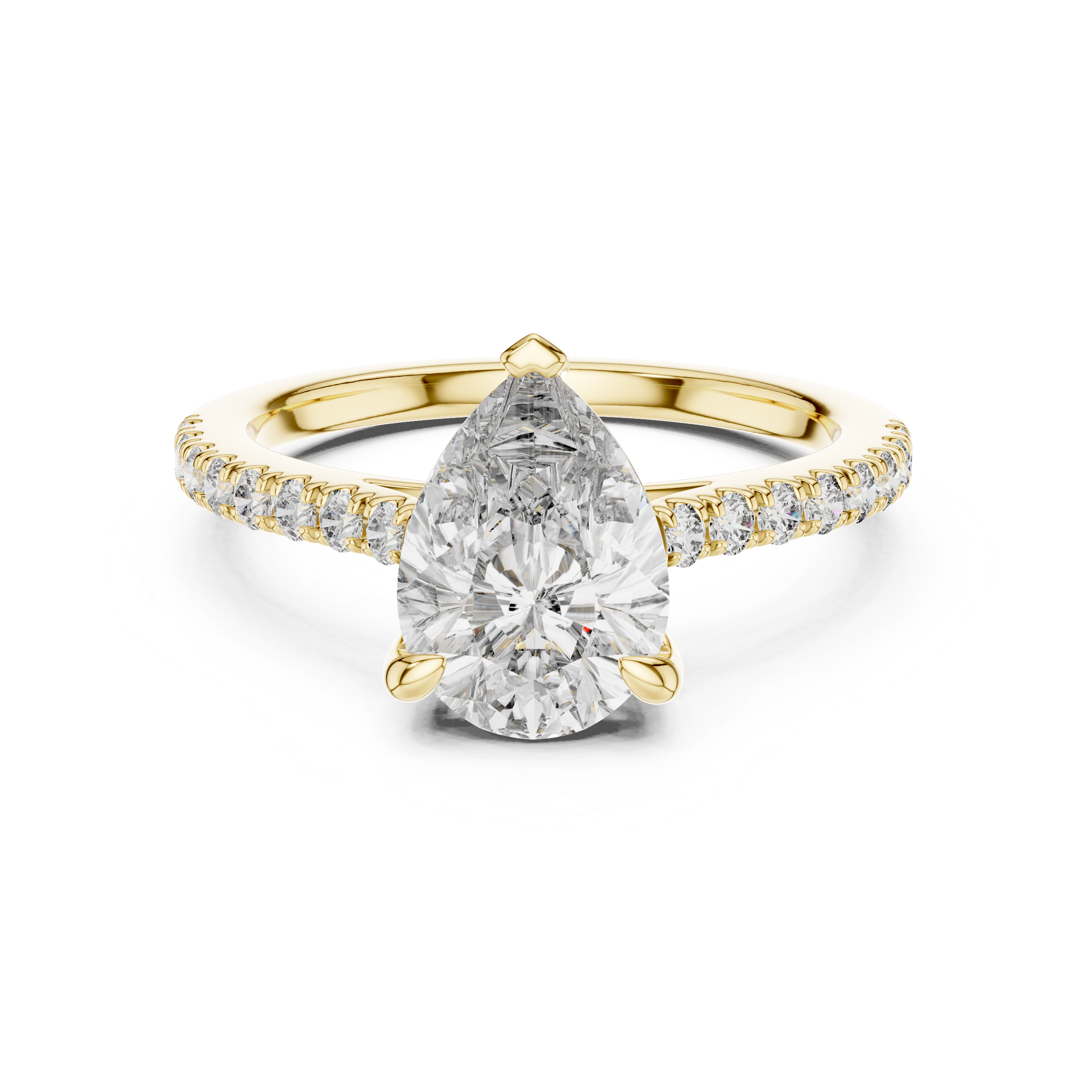Pear Solitaire Pavé Band Ring