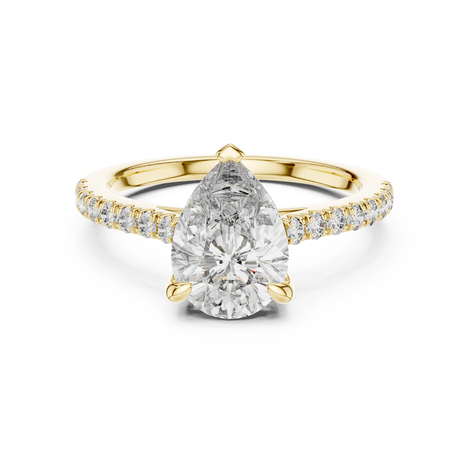 Pear Solitaire Pavé Band Ring