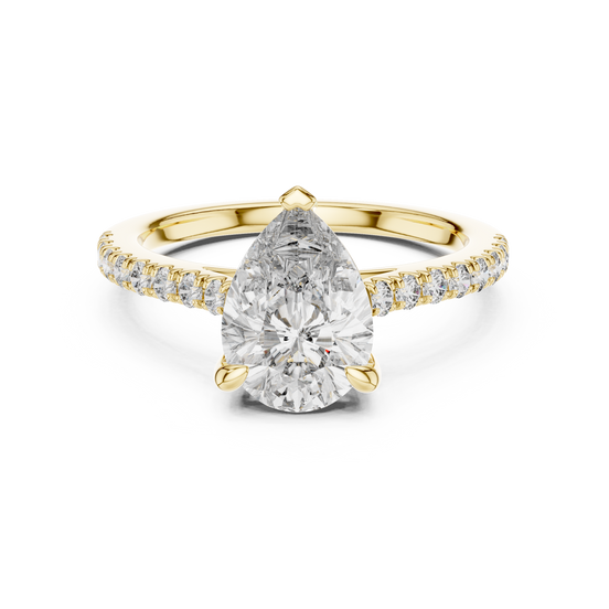 Pear Solitaire Pavé Band Ring