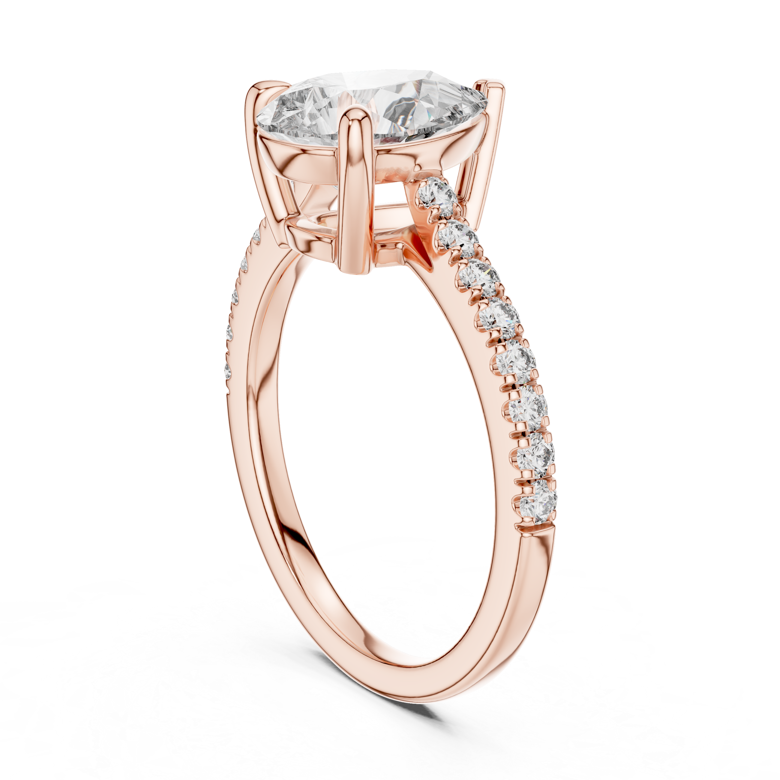 Pear Solitaire Pavé Band Ring