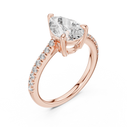 Pear Solitaire Pavé Band Ring