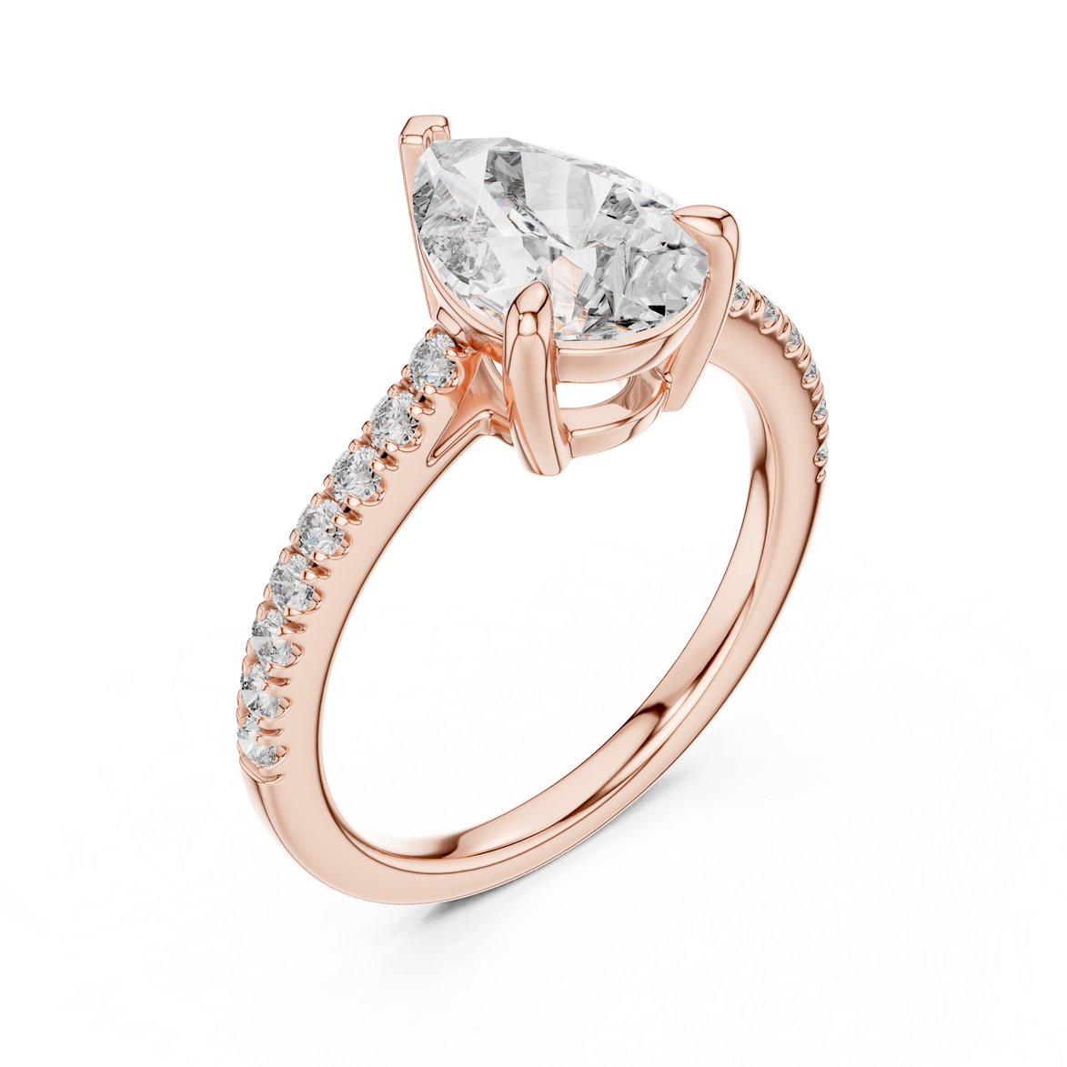 Pear Solitaire Pavé Band Ring