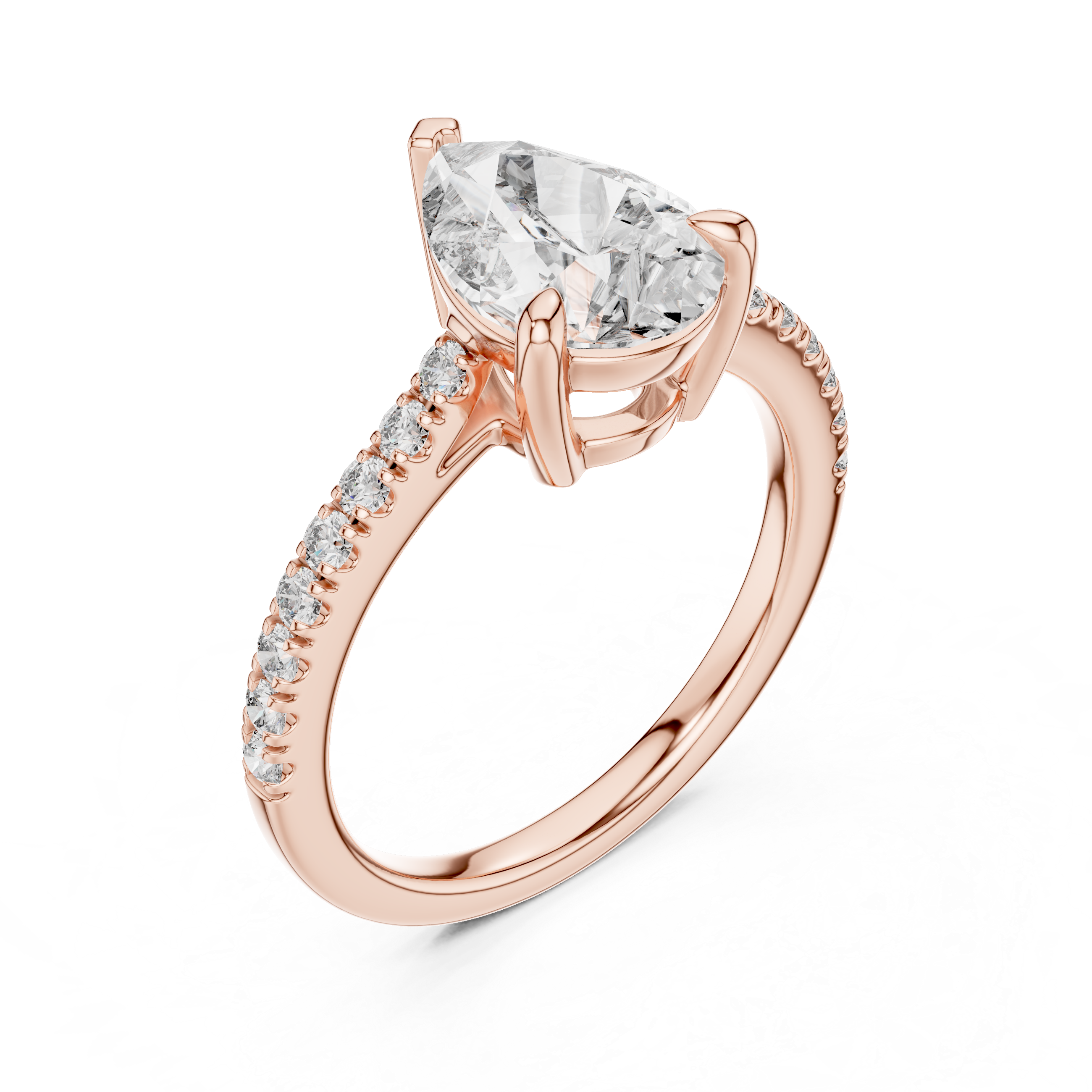 Pear Solitaire Pavé Band Ring