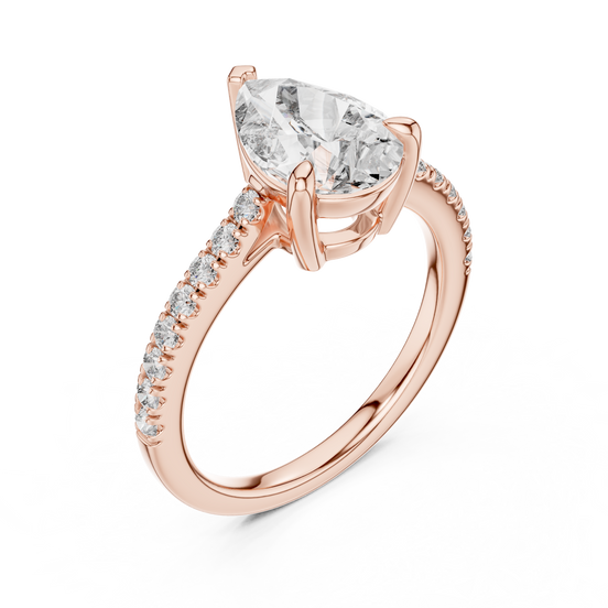 Pear Solitaire Pavé Band Ring