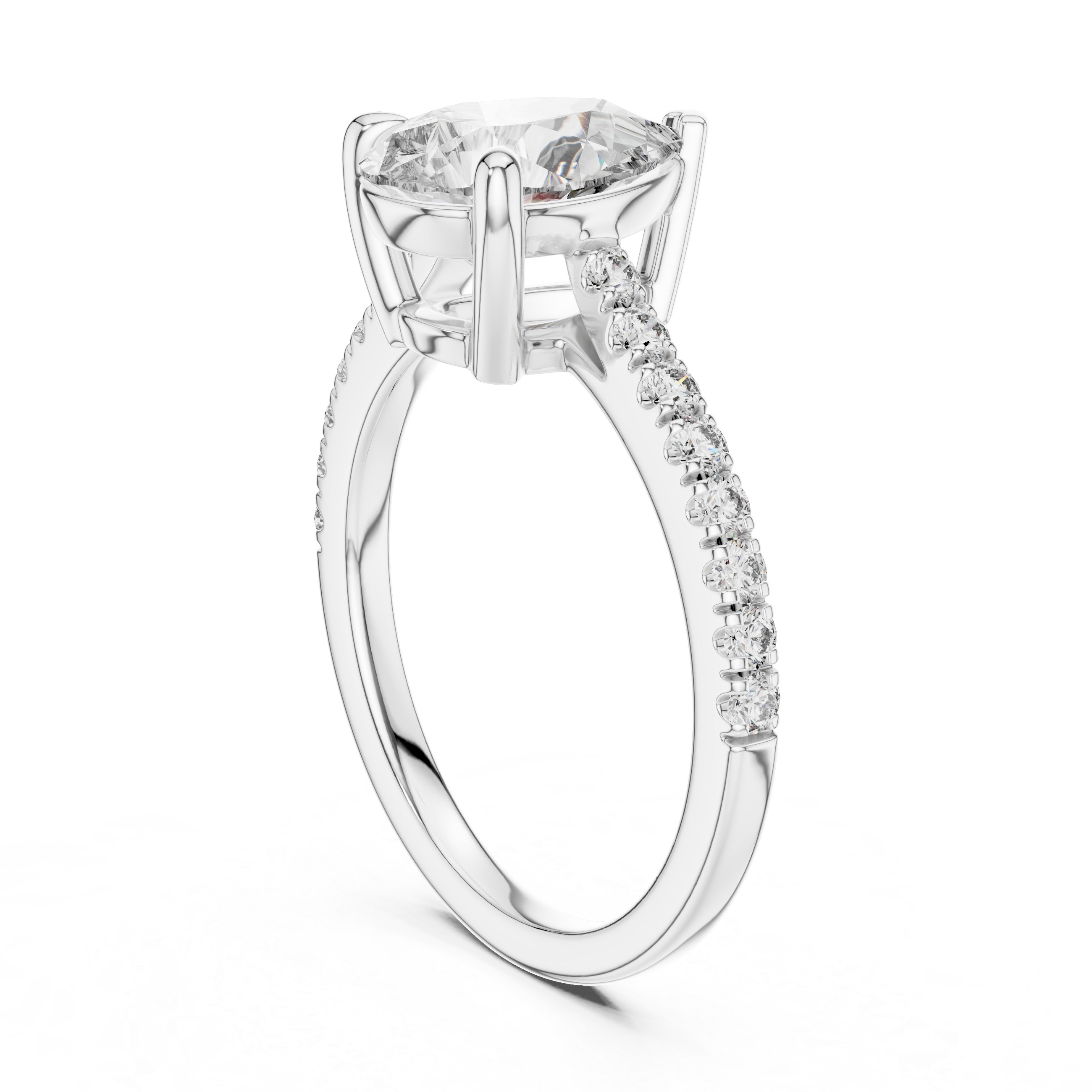 Pear Solitaire Pavé Band Ring