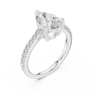 Pear Solitaire Pavé Band Ring