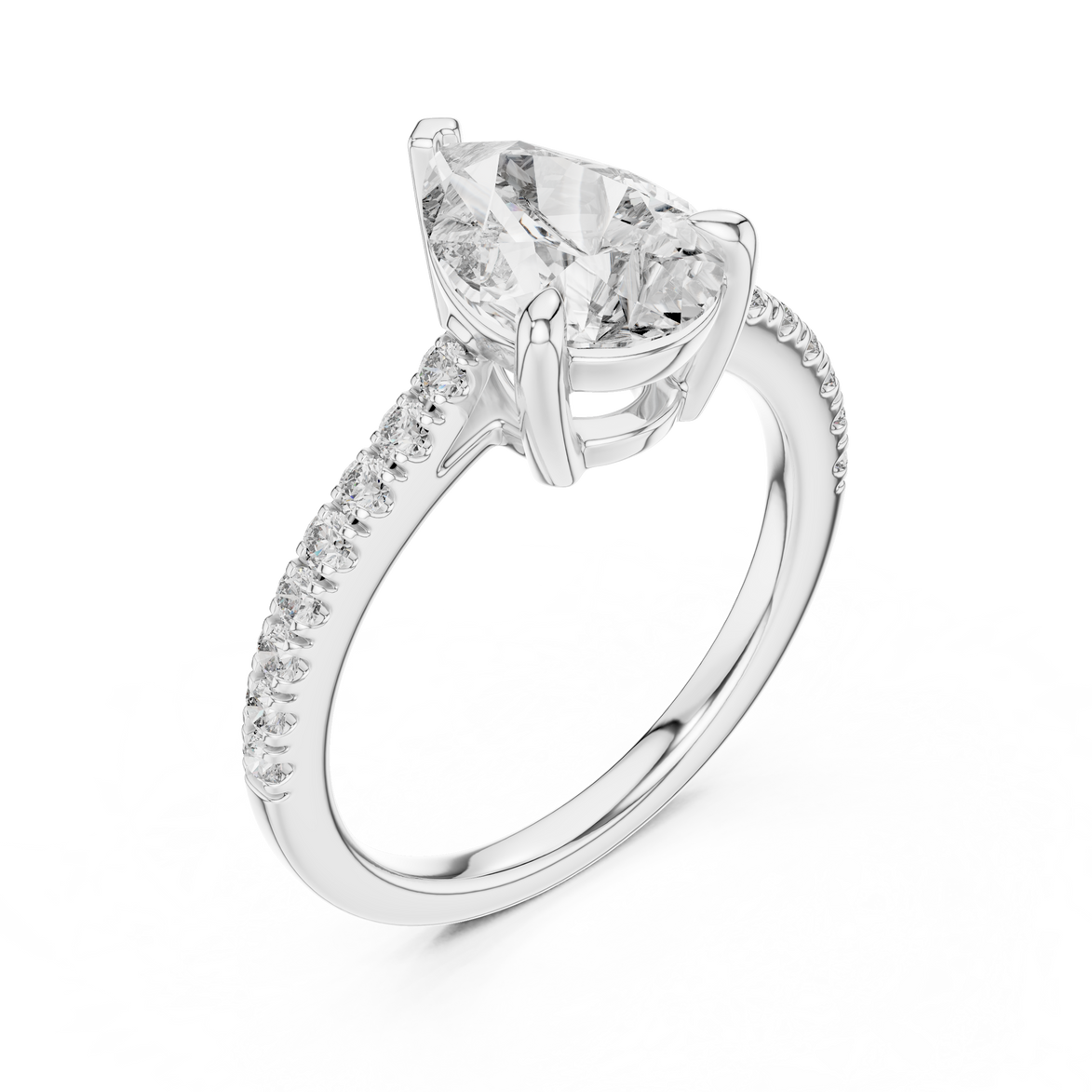 Pear Solitaire Pavé Band Ring