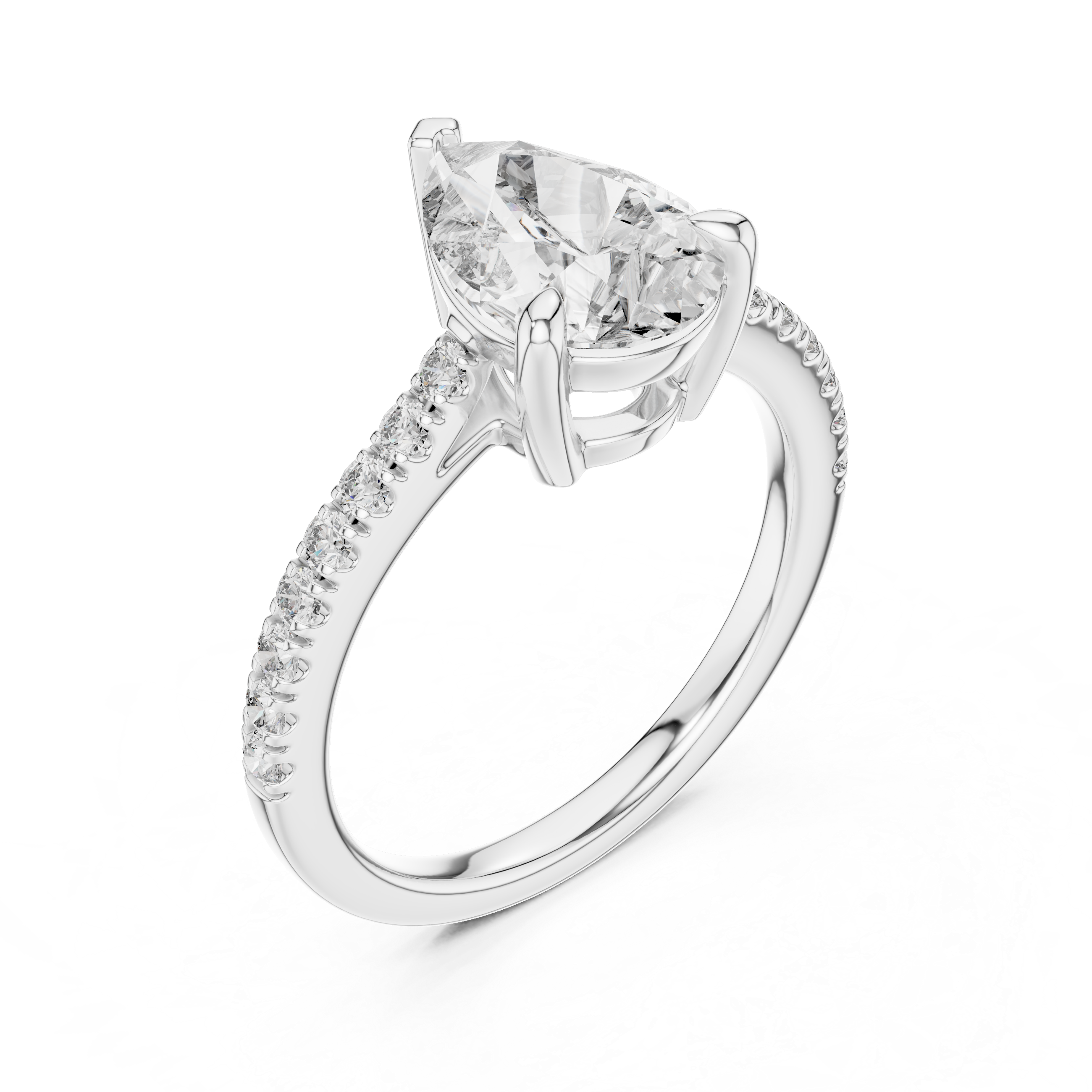 Pear Solitaire Pavé Band Ring