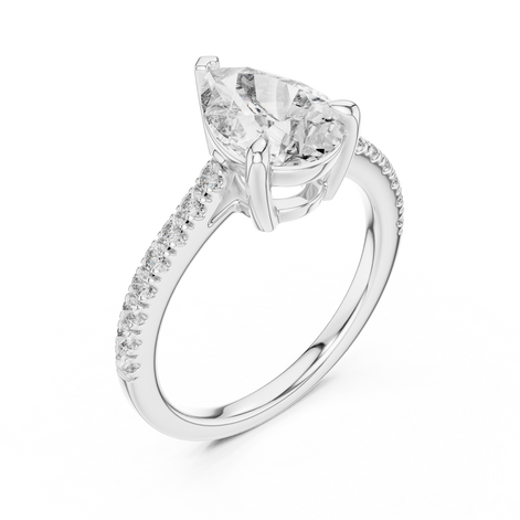 Pear Solitaire Pavé Band Ring