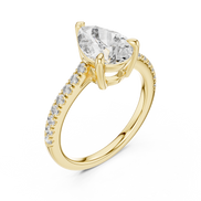Pear Solitaire Pavé Band Ring