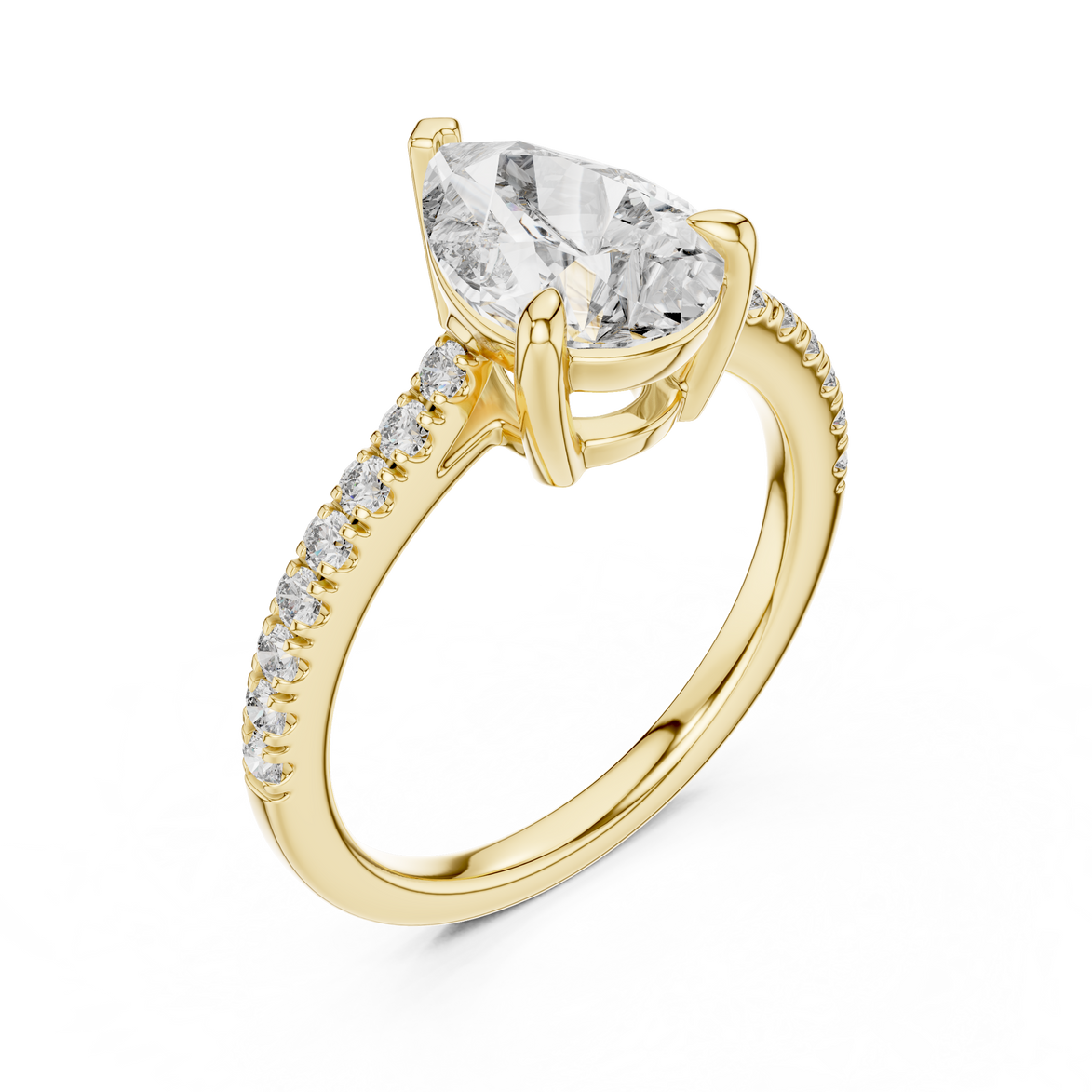 Pear Solitaire Pavé Band Ring