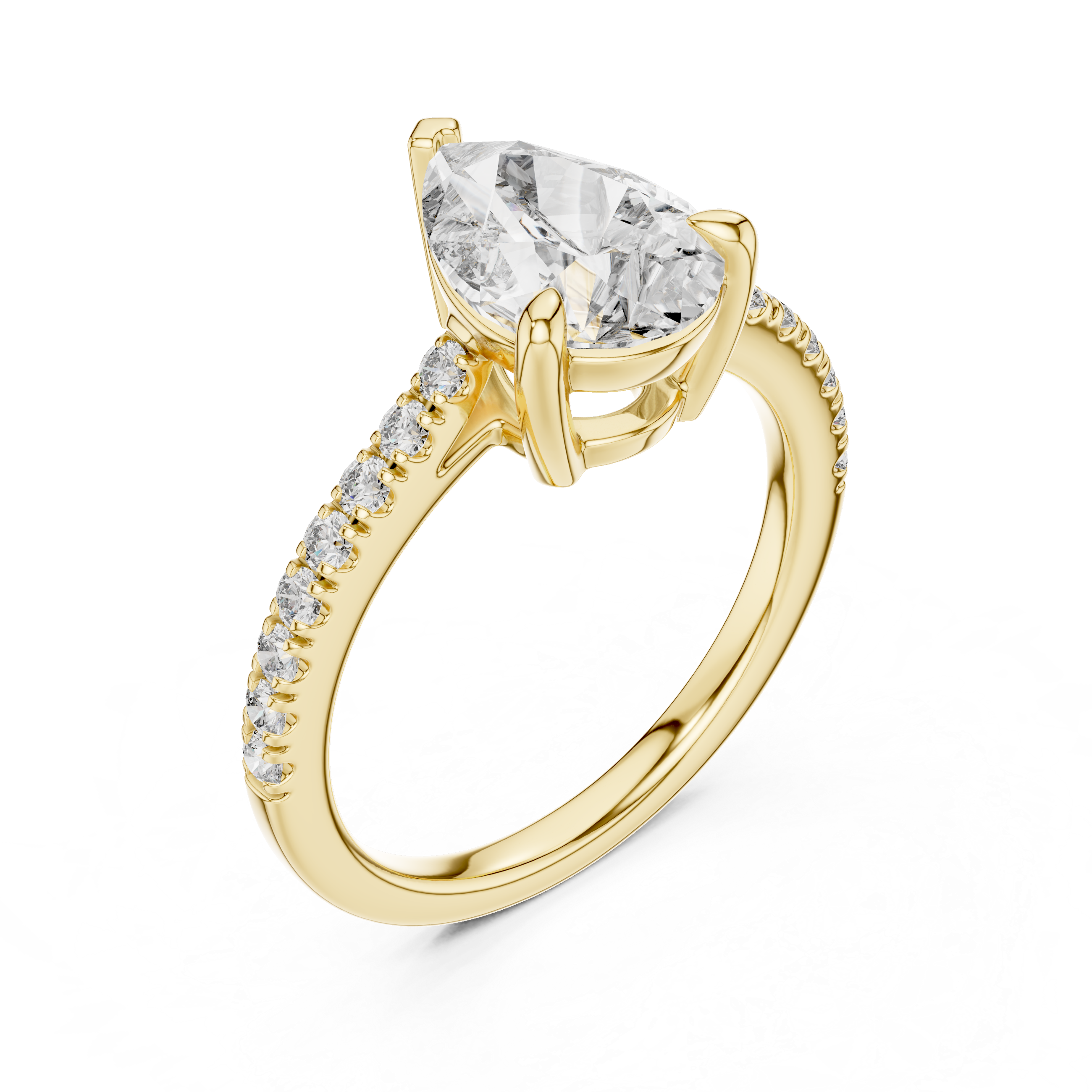 Pear Solitaire Pavé Band Ring