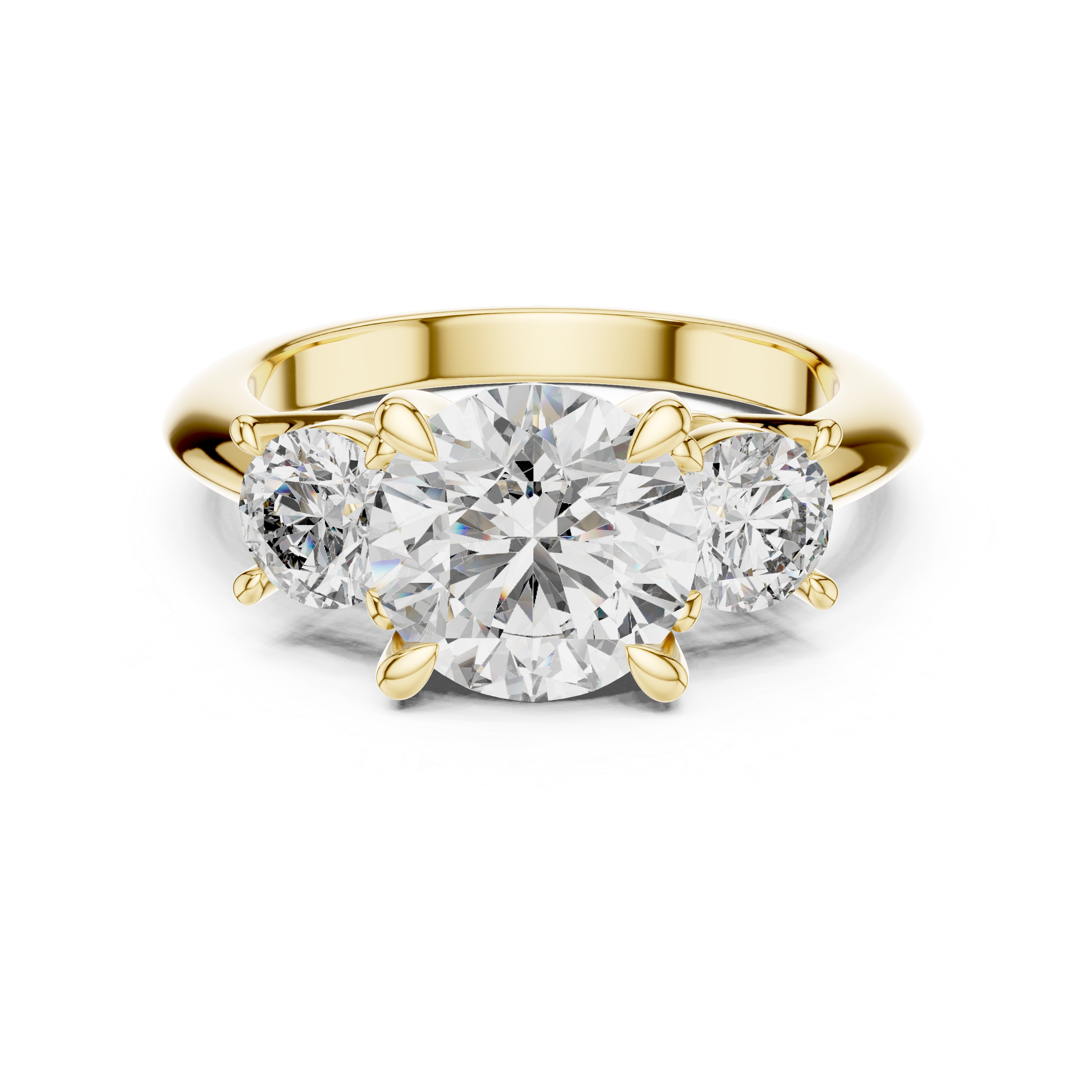 Round Three-Stone Ring
