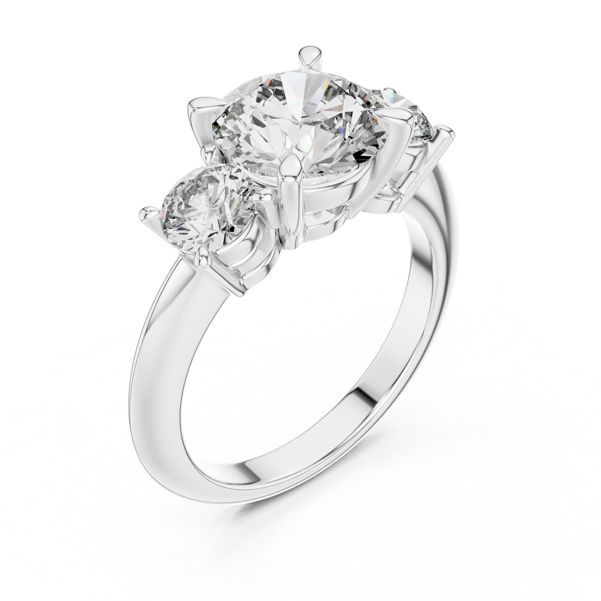 Round Three-Stone Ring