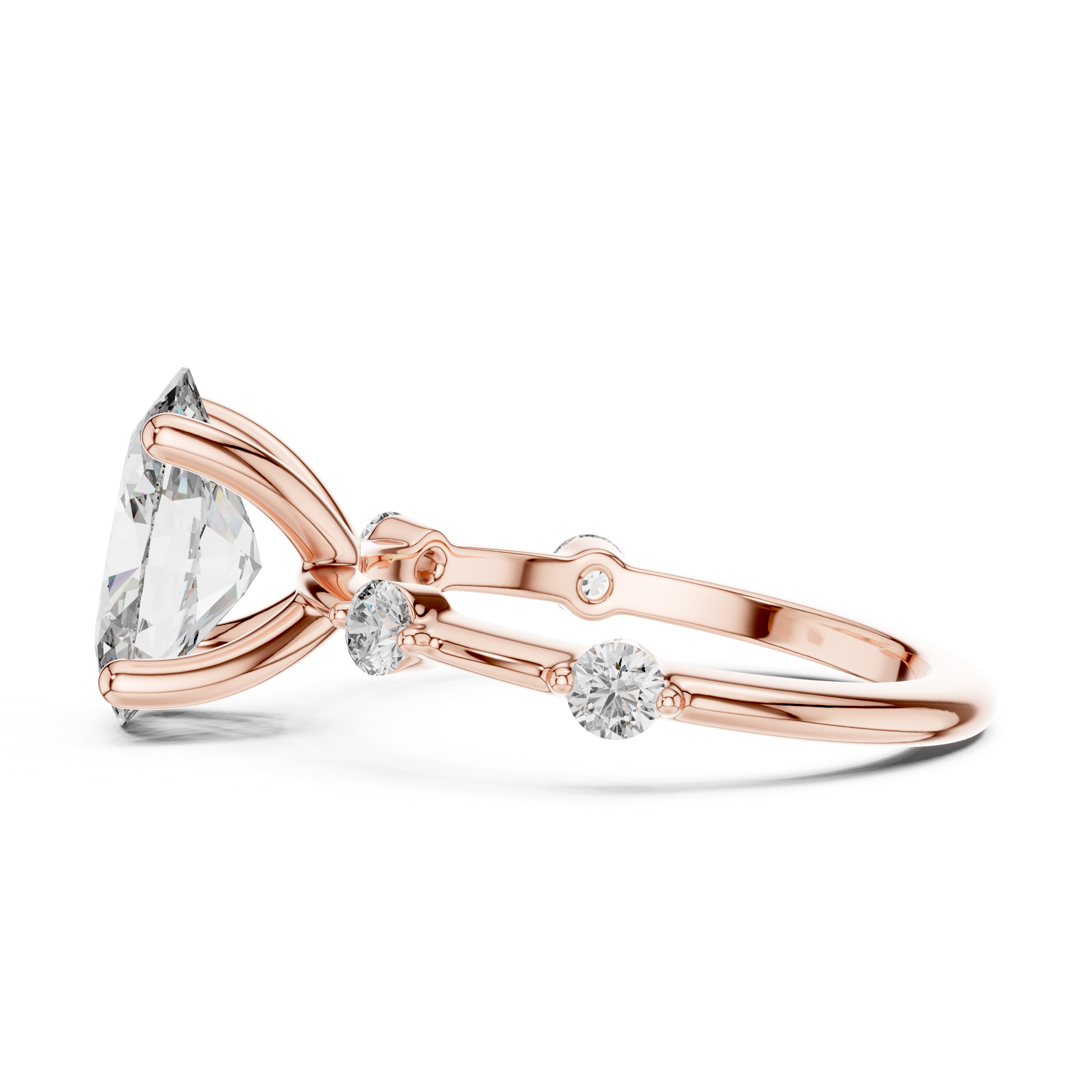 Oval Solitaire Milgrain Band Ring