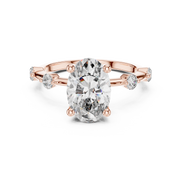 Oval Solitaire Milgrain Band Ring