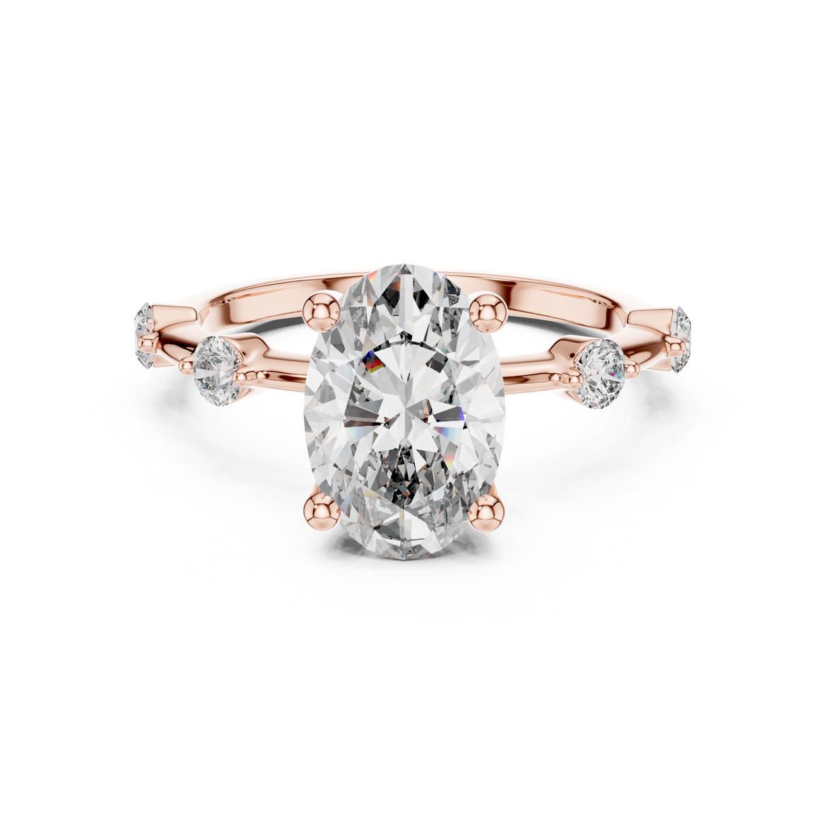 Oval Solitaire Milgrain Band Ring
