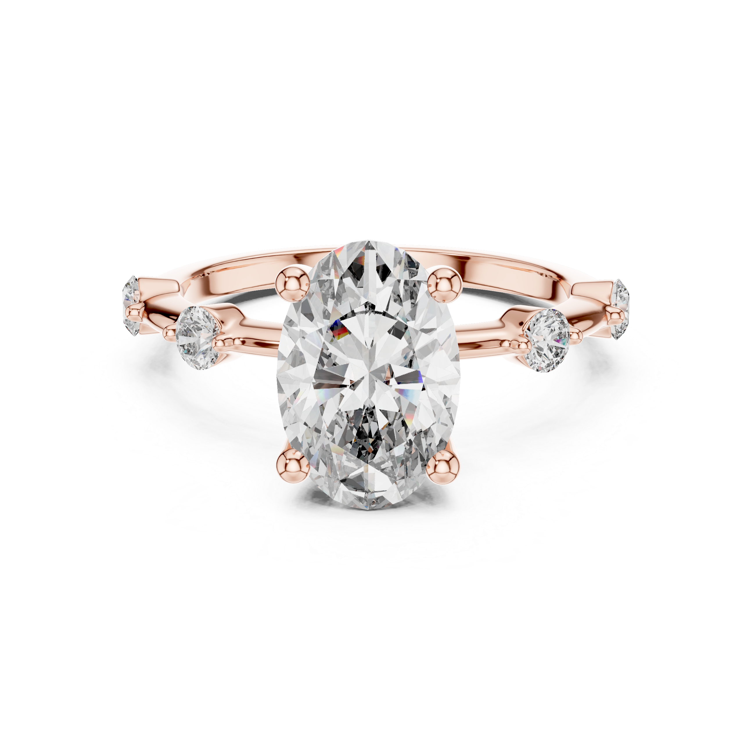 Oval Solitaire Milgrain Band Ring