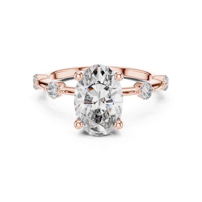 Oval Solitaire Milgrain Band Ring