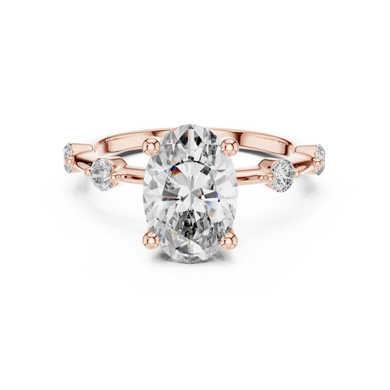 Oval Solitaire Milgrain Band Ring