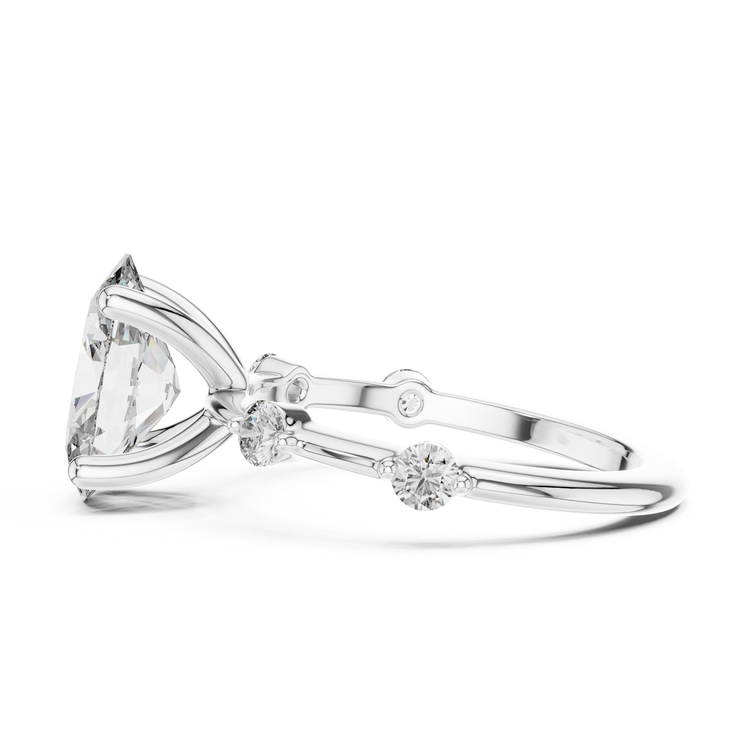 Oval Solitaire Milgrain Band Ring