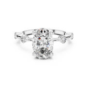 Oval Solitaire Milgrain Band Ring