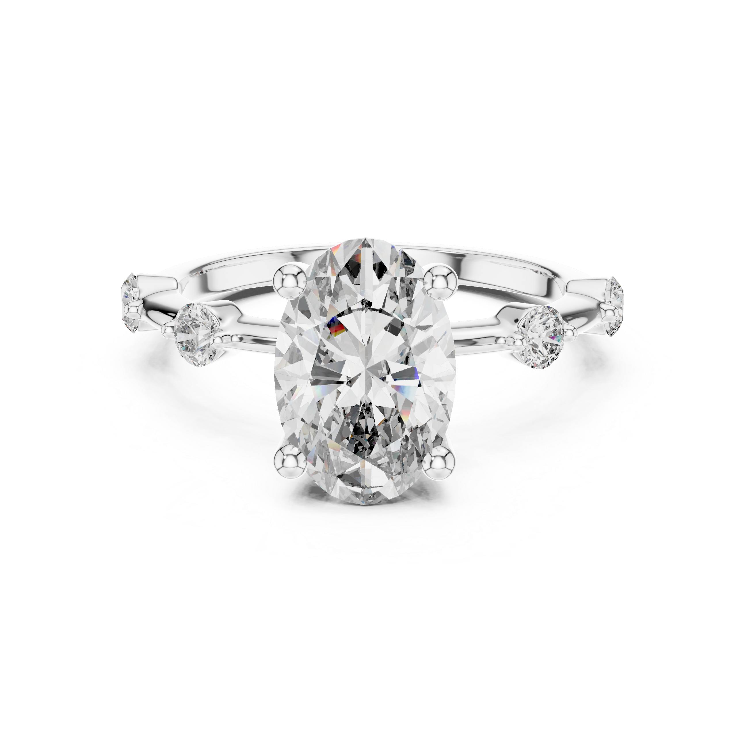 Oval Solitaire Milgrain Band Ring
