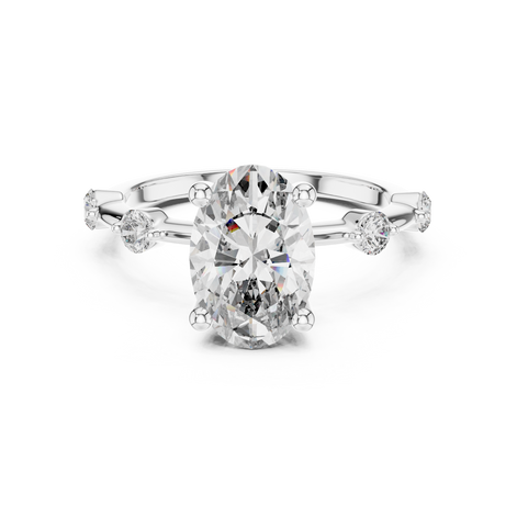 Oval Solitaire Milgrain Band Ring