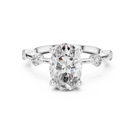 Oval Solitaire Milgrain Band Ring