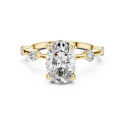 Oval Solitaire Milgrain Band Ring