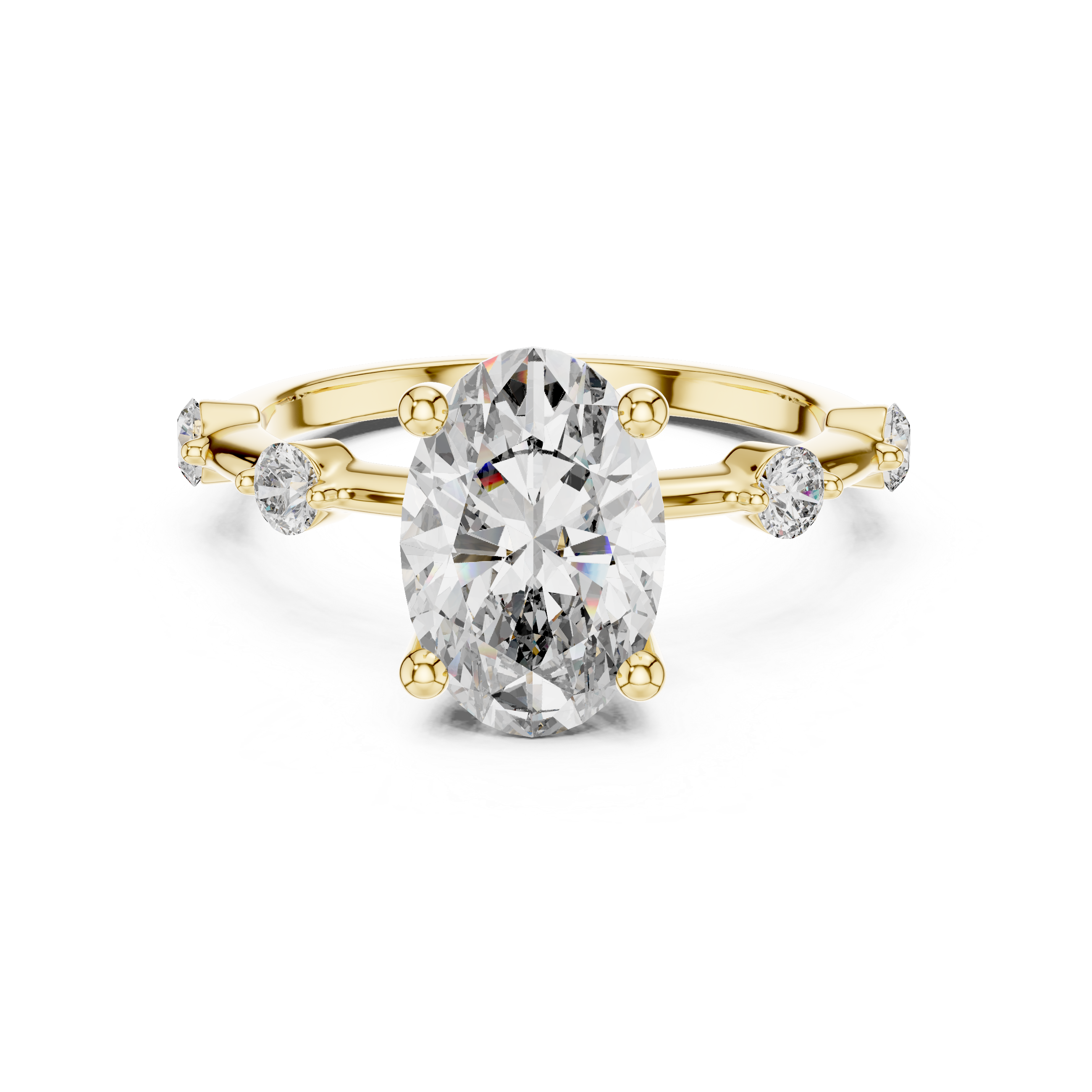 Oval Solitaire Milgrain Band Ring