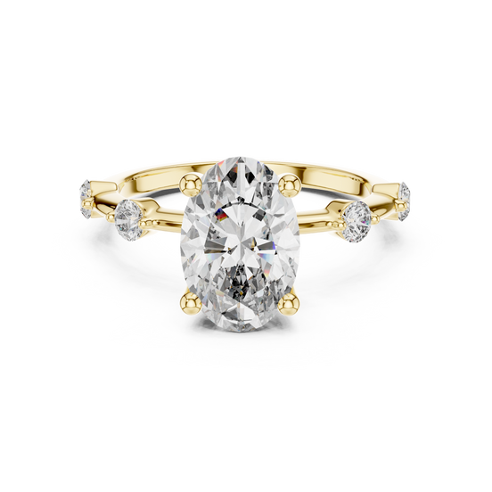 Oval Solitaire Milgrain Band Ring