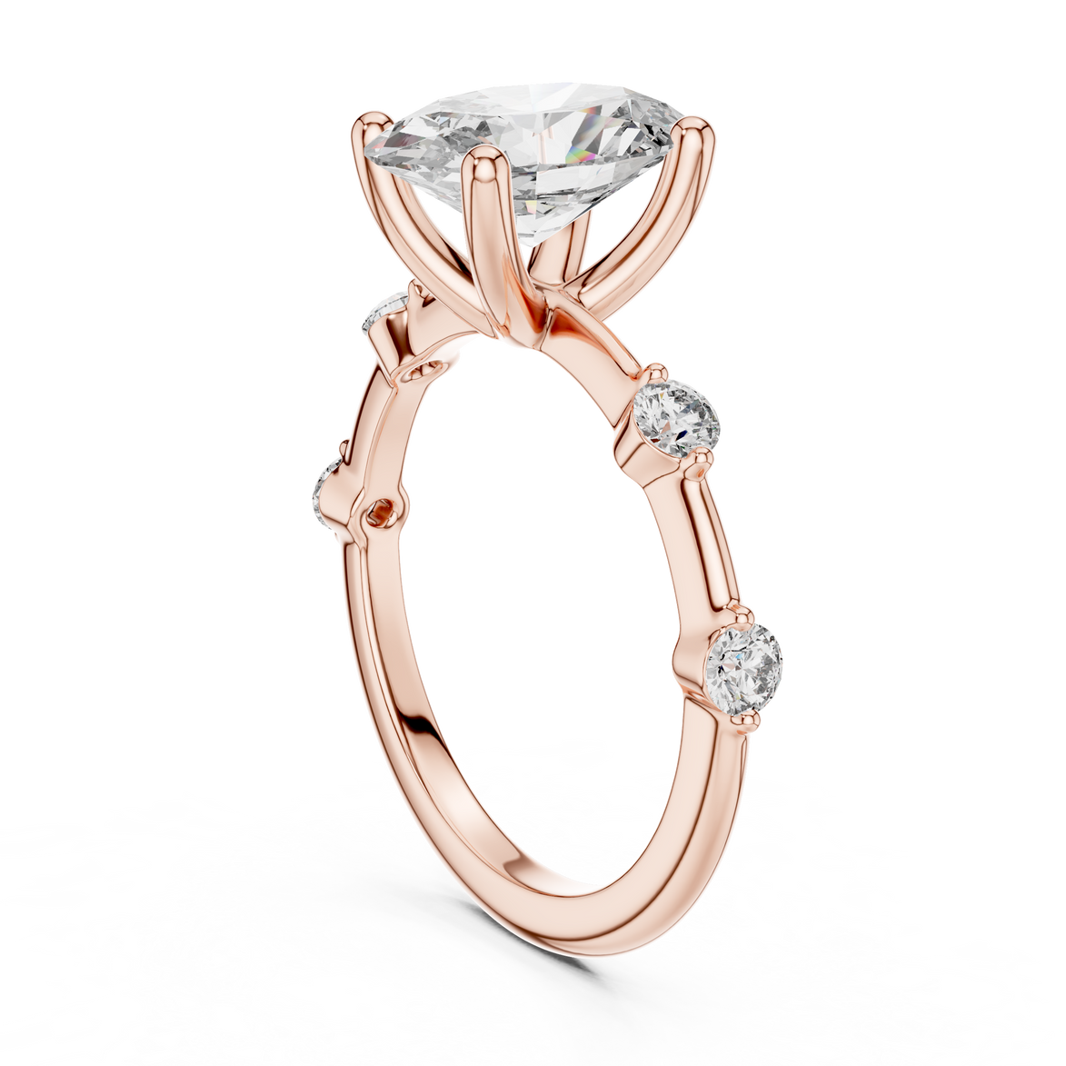 Oval Solitaire Milgrain Band Ring