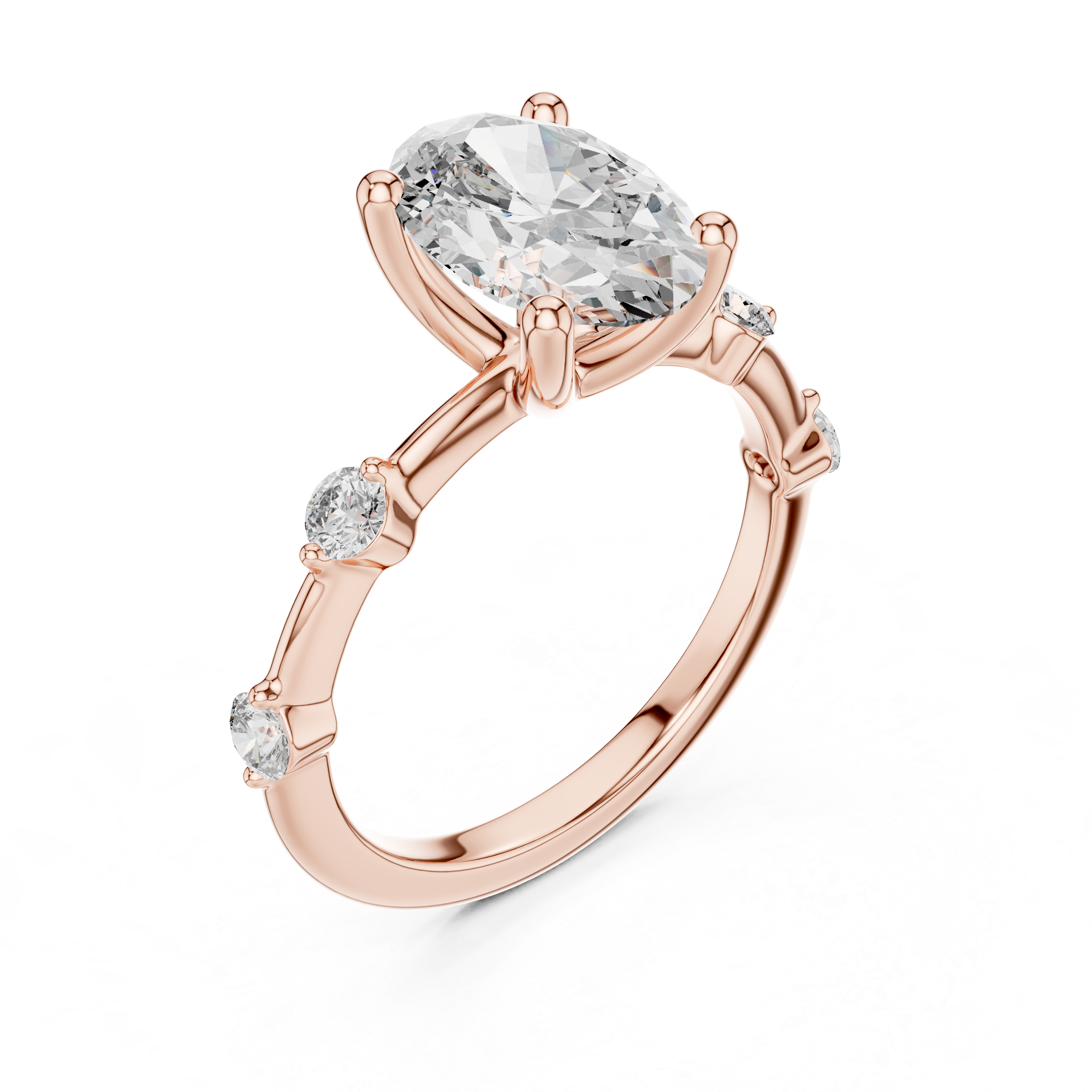 Oval Solitaire Milgrain Band Ring