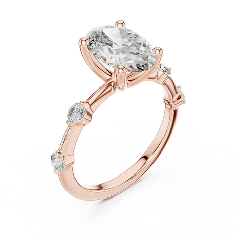 Oval Solitaire Milgrain Band Ring