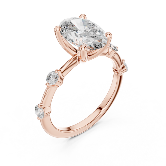Oval Solitaire Milgrain Band Ring