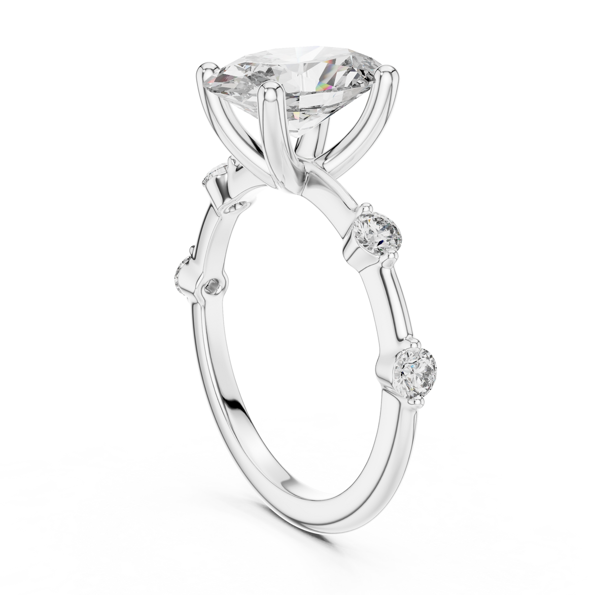 Oval Solitaire Milgrain Band Ring