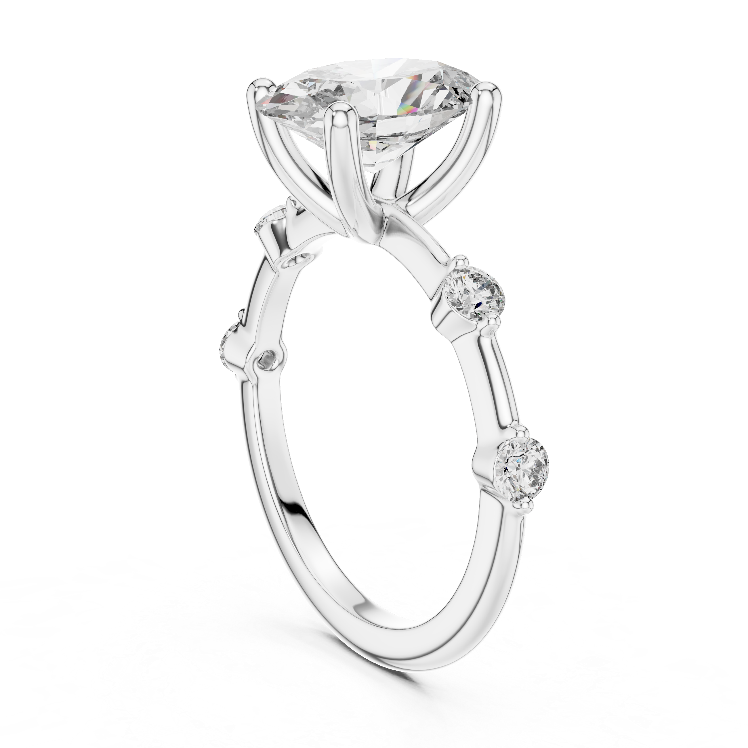 Oval Solitaire Milgrain Band Ring