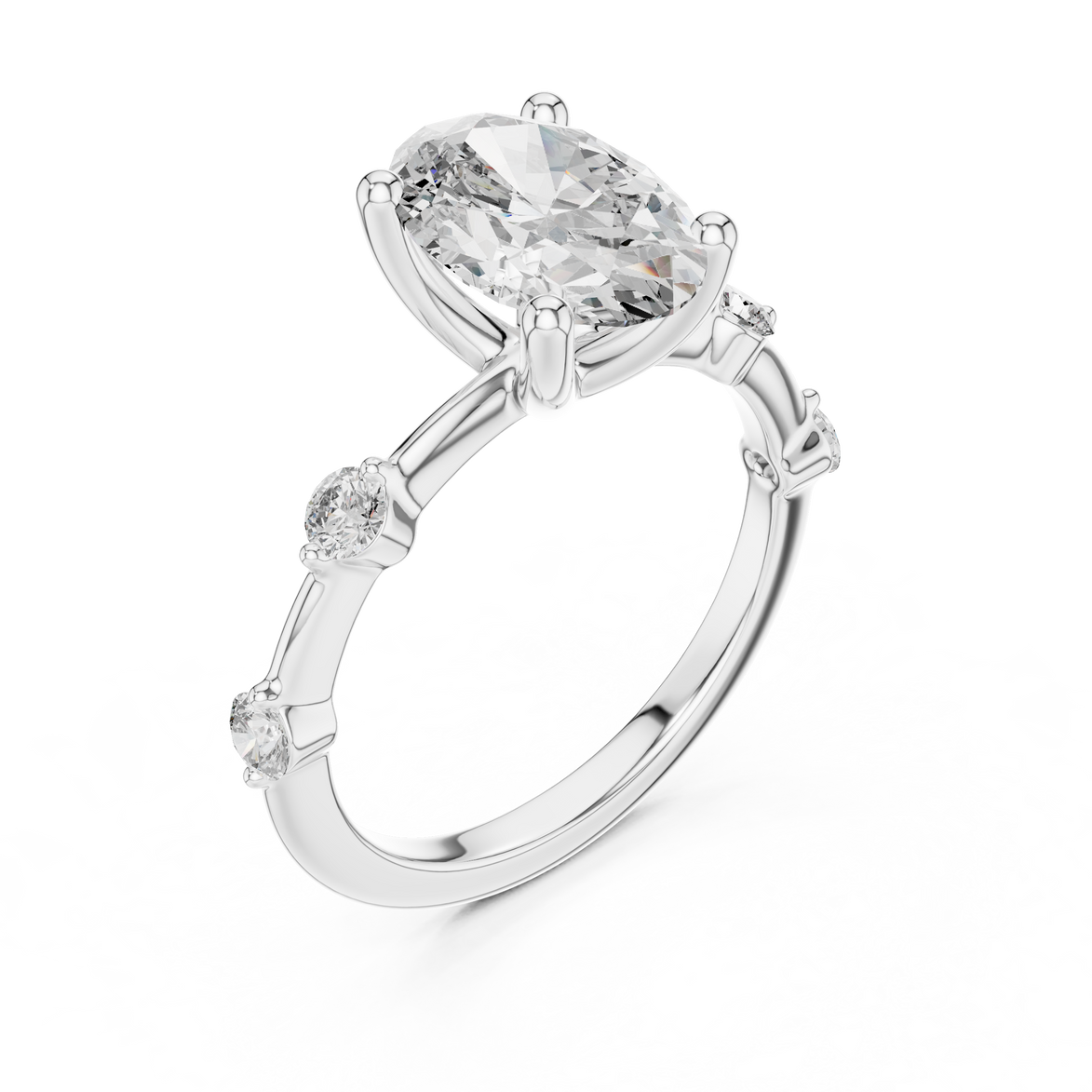 Oval Solitaire Milgrain Band Ring