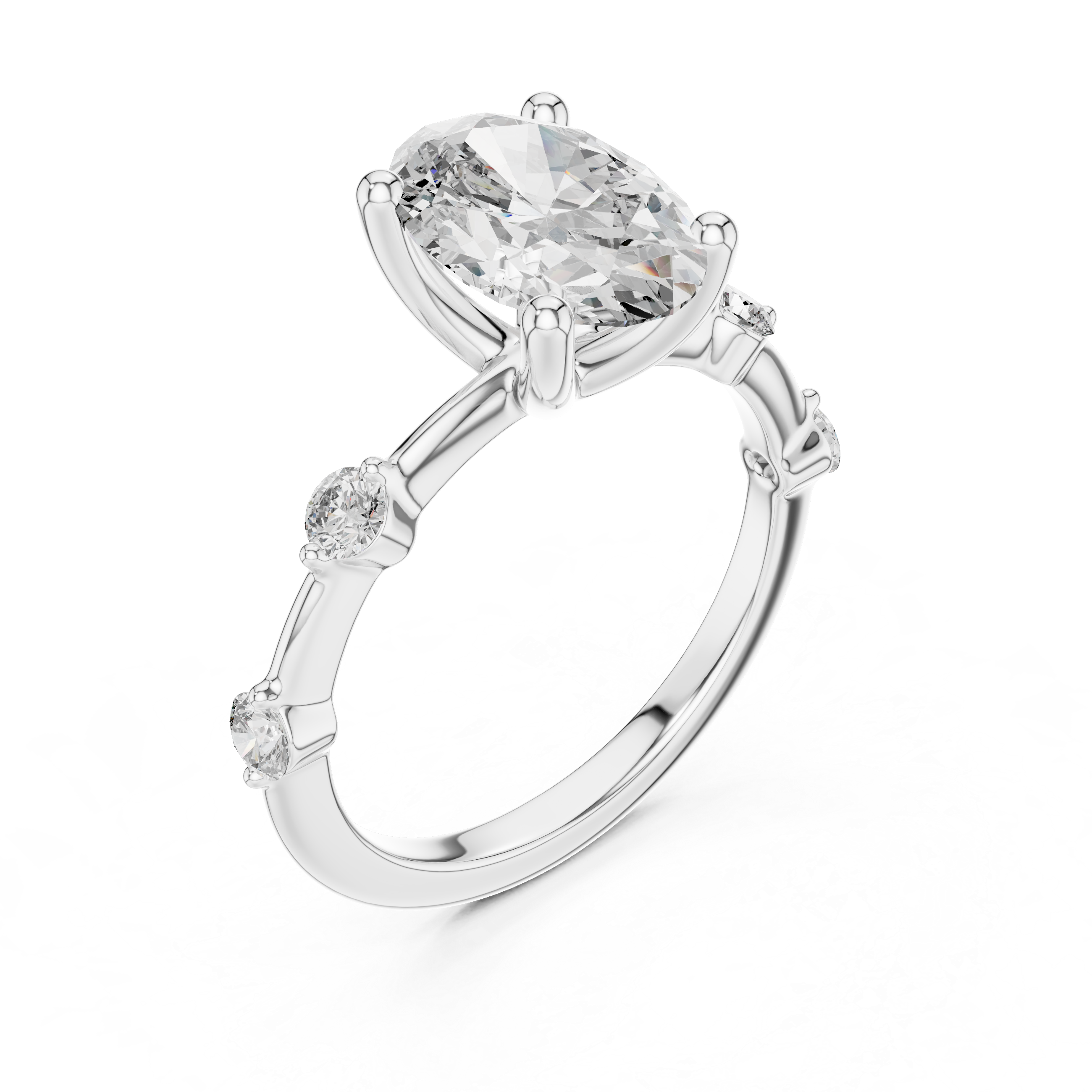 Oval Solitaire Milgrain Band Ring