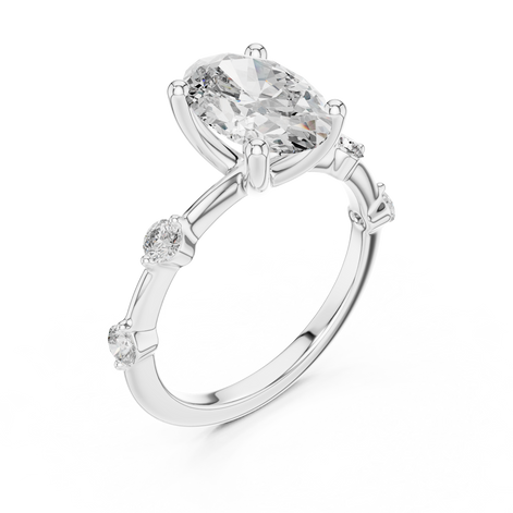 Oval Solitaire Milgrain Band Ring