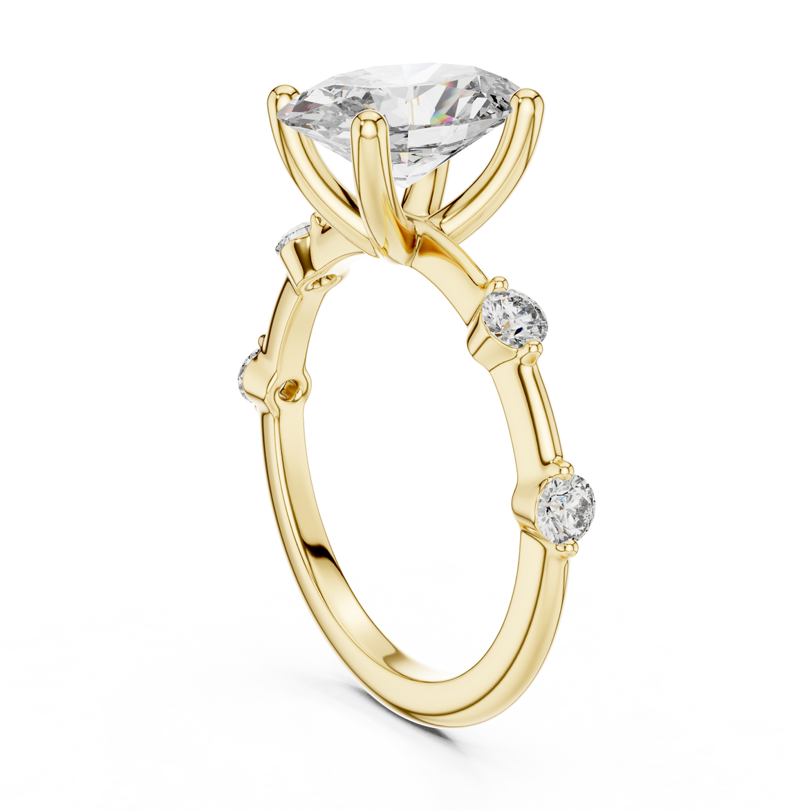 Oval Solitaire Milgrain Band Ring